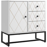 easycomfort easycomfort cassettiera a rombi con 3 cassetti e un armadietto con ripiano regolabile in acciaio e mdf 70x35x75 cm bianco