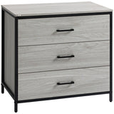 easycomfort easycomfort cassettiera con 3 cassetti in legno e acciaio per camera e soggiorno 80x48x78cm grigio chiaro