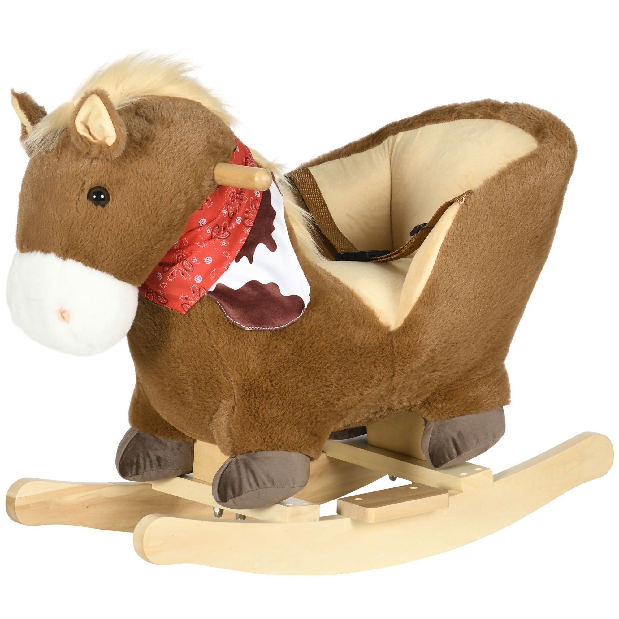 EASYCOMFORT Cavallo a Dondolo per Bambini da 18-36 Mesi con Suoni  Realistici, 60x33x50 cm, Marrone e color Legno