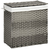 easycomfort easycomfort cesto portabiancheria a 2 sezioni e capacita 100l con sacca interna removibile 56 5x33x61 cm grigio