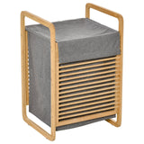 easycomfort easycomfort cesto portabiancheria con sacco rimovibile per il bagno in bambu e tessuto grigio