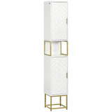 easycomfort easycomfort colonna bagno con 2 armadietti e ripiano in mdf e acciaio 30x30x170 7cm bianco e oro