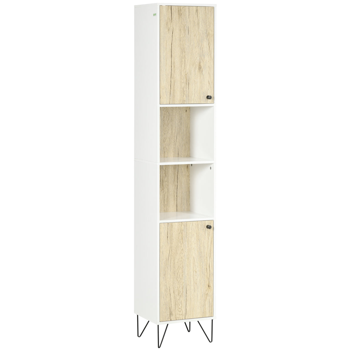 easycomfort easycomfort colonna bagno con 2 ripiani aperti e 2 armadietti in truciolato 30x31 5x169 cm bianco e color legno