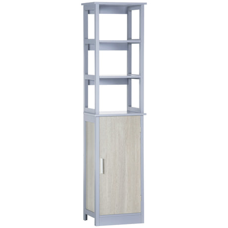 easycomfort easycomfort colonna bagno con 3 mensole e armadietto in legno mdf 40x30x160 grigio e legno naturale