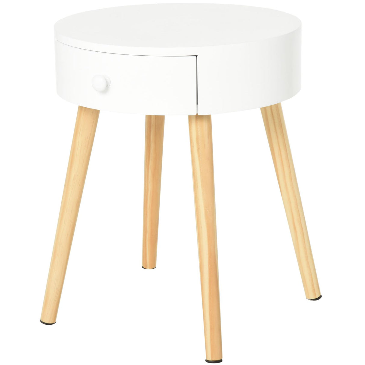 easycomfort easycomfort comodino rotondo e salvaspazio in legno bianco con 1 cassetto 38x46 7cm ean 8054111849166