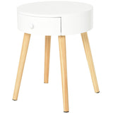 easycomfort easycomfort comodino rotondo e salvaspazio in legno bianco con 1 cassetto 38x46 7cm ean 8054111849166