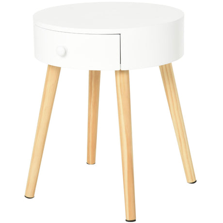 easycomfort easycomfort comodino rotondo e salvaspazio in legno bianco con 1 cassetto 38x46 7cm ean 8054111849166