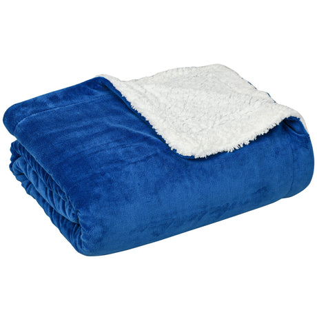 easycomfort easycomfort coperta double face in flanella 220 gsm e sherpa 260 gsm per interno ed esterno 203x152x0 5 cm blu scuro
