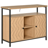 easycomfort easycomfort credenza con ante e vani aperti mobile consolle in mdf e metallo 100x35x80cm rovere