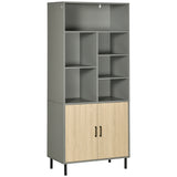 easycomfort easycomfort credenza da cucina in truciolato e metallo con 6 ripiani aperti e armadietto a 2 livelli 76x40x179 cm