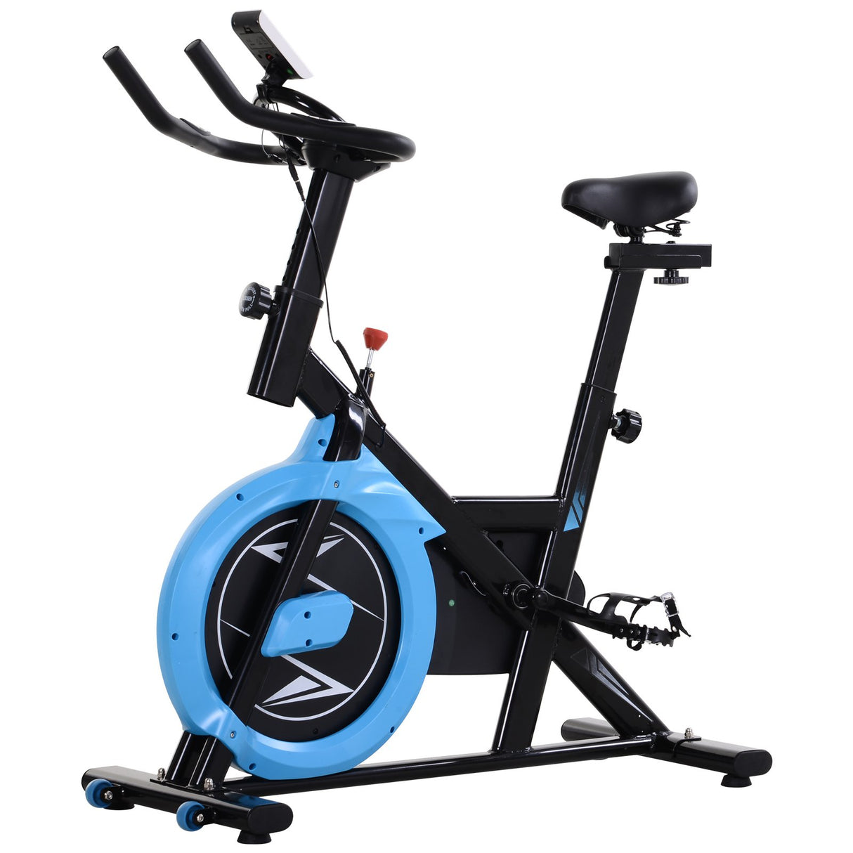 easycomfort easycomfort cyclette con trasmissione a cinghia bicicletta da allenamento con manubrio sellino regolabili schermo lcd fino a 120kg nero e azzurro ean 8055776910253
