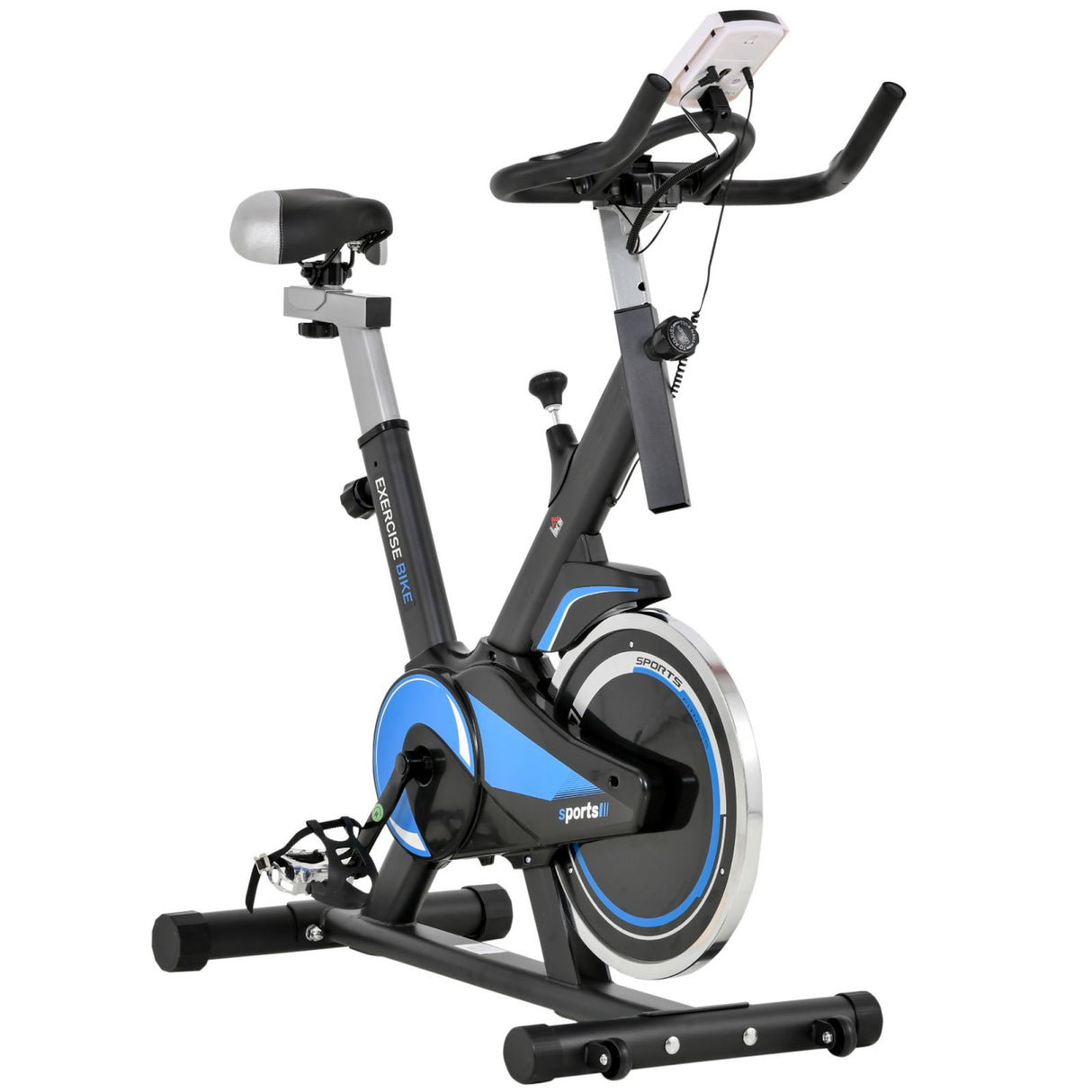 easycomfort easycomfort cyclette spin bike altezza regolabile blu e nera con volano 10kg
