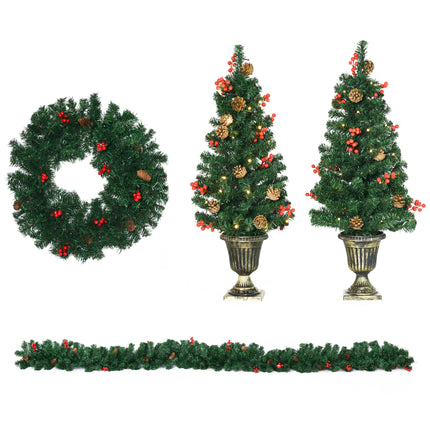 immagine-1-easycomfort-easycomfort-decorazioni-natalizie-set-4-pezzi-con-2-alberelli-di-natale-40x90-cm-ghirlanda-natalizia-e-corona-di-natale