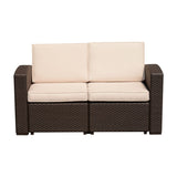 easycomfort easycomfort divano a 2 posti in pe rattan con cuscini marrone 141x71x75cm ean 8055776915661