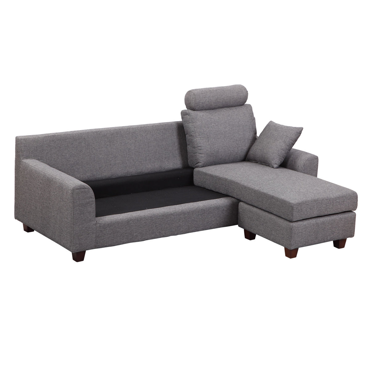 easycomfort easycomfort divano a 3 posti con poggiapiedi e cuscini in tessuto grigio scuro 194x80x86cm ean 8055776915630
