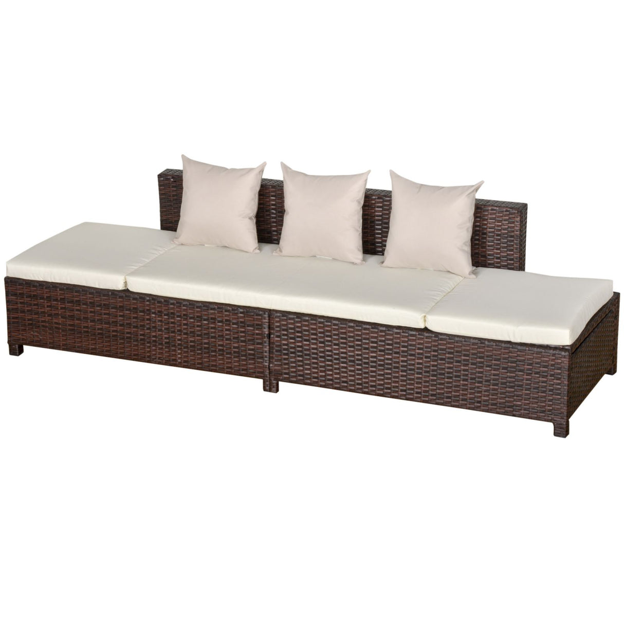 easycomfort easycomfort divano da esterno convertibile in pe rattan marrone con cuscini imbottiti crema ean 8055776916347