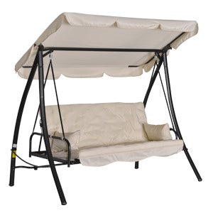 easycomfort easycomfort dondolo da giardino 3 posti con tetto reclinabile convertibile in letto 209x114x170cm beige