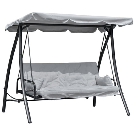 easycomfort easycomfort dondolo da giardino 3 posti con tetto reclinabile convertibile in letto 209x114x170cm grigio