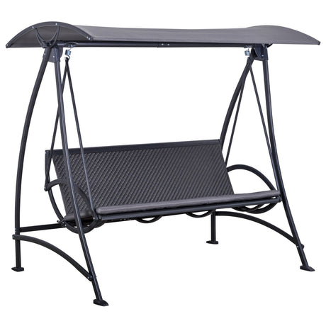 easycomfort easycomfort dondolo da giardino 3 posti in rattan pe con tettuccio regolabile e cuscino grigio