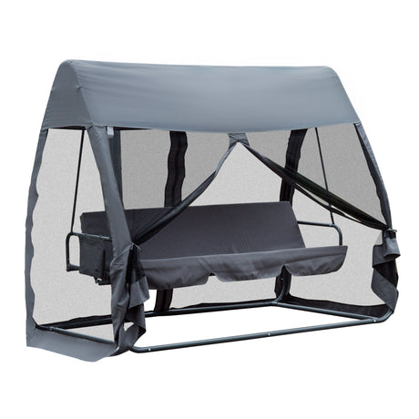 easycomfort easycomfort dondolo da giardino con zanzariera e cuscino grigio ferro 240x140x197cm