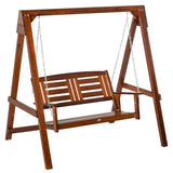 easycomfort easycomfort dondolo da giardino in legno a 2 posti con catene in metallo arredamento da esterno color teak 160x121x165cm