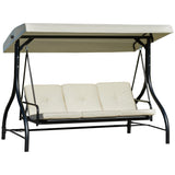 easycomfort easycomfort dondolo letto da giardino 3 posti con tettuccio regolabile metallo e poliestere beige