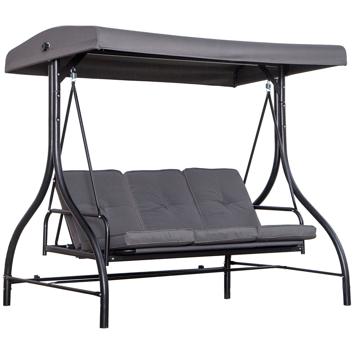 easycomfort easycomfort dondolo letto da giardino 3 posti con tettuccio regolabile metallo e poliestere grigio