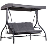 easycomfort easycomfort dondolo letto da giardino 3 posti con tettuccio regolabile metallo e poliestere grigio