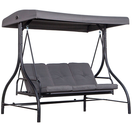 easycomfort easycomfort dondolo letto da giardino 3 posti con tettuccio regolabile metallo e poliestere grigio