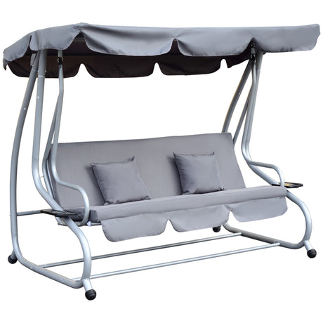 easycomfort easycomfort dondolo reclinabile 3 posti con tetto in poliestere grigio