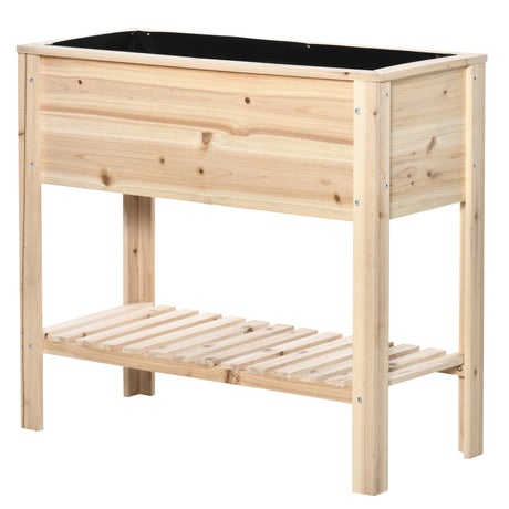 easycomfort easycomfort fioriera rialzata in legno di abete con ripiano inferiore e con fori di drenaggio 90x40x81cm