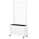 easycomfort easycomfort fioriera rialzata verticale da esterni con 4 ruote e traliccio per viti in legno 76x30x155cm bianca