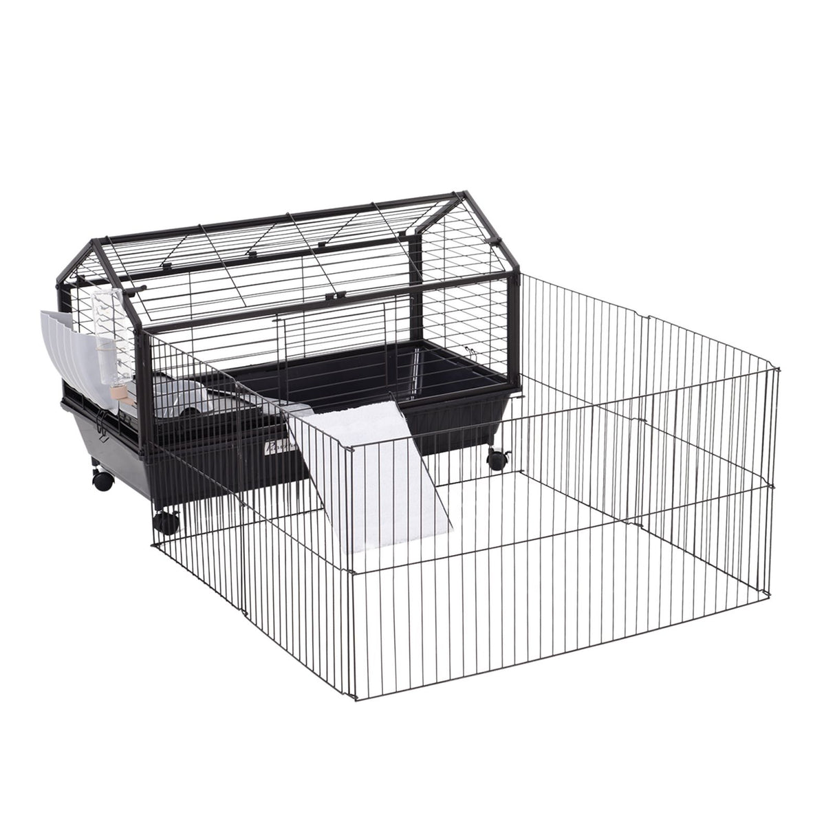 easycomfort easycomfort gabbia per conigli cincilla porcellini dindia e roditori per interni in metallo nero 88x128 5x56cm