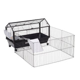 easycomfort easycomfort gabbia per conigli cincilla porcellini dindia e roditori per interni in metallo nero 88x128 5x56cm