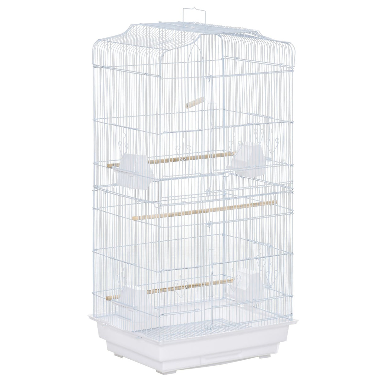 easycomfort easycomfort gabbia per uccelli con trespoli altalena e ciotole voliera in metallo e plastica 46 5x35 5x92cm bianco