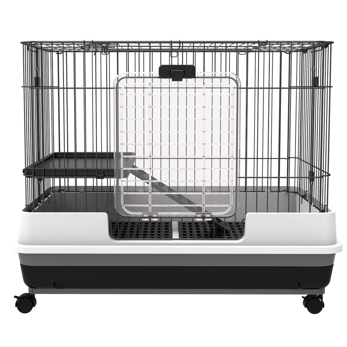 easycomfort easycomfort gabbietta per criceti conigli porcellini dindia in metallo nero con 2 porte ean 8054144130200