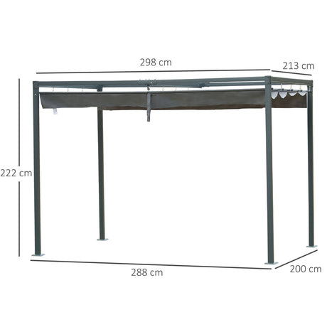 easycomfort easycomfort gazebo pergola con telo scorrevole per esterni 298 x 213 x 222 cm ean 8054144135052