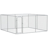 easycomfort easycomfort kennel per cani da esterno a maglie con porta con blocco in acciaio 400x400x182cm argento