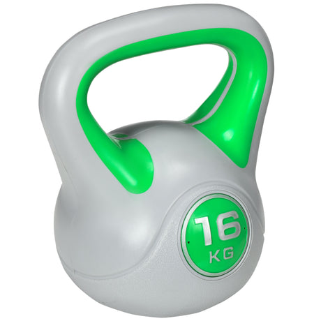 easycomfort easycomfort kettlebell 16kg in pu e sabbia con base piatta e impugnatura per stacchi squat e sollevamenti 26x18x32 cm verde