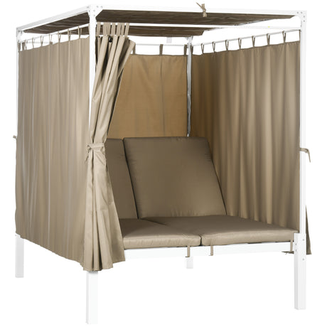 easycomfort easycomfort lettino prendisole 2 posti con tettuccio tende protettive e schienale regolabile 210x149x200 cm