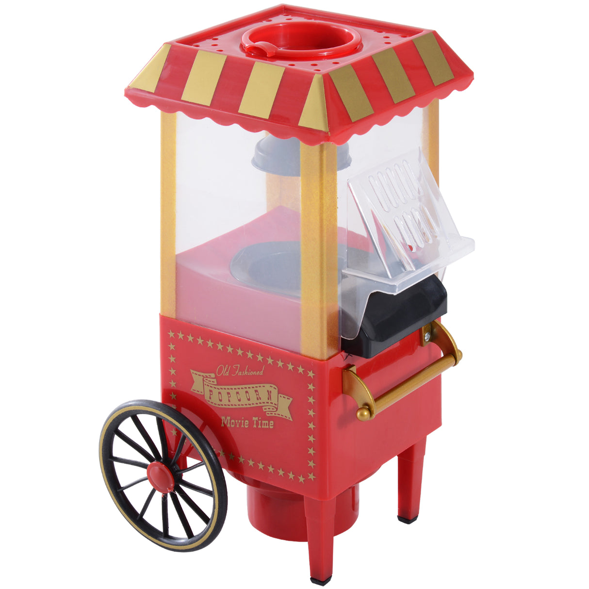 easycomfort easycomfort macchina per pop corn 1200w stile retro con vaschetta in alluminio 22x19x39cm rosso