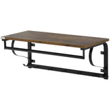 easycomfort easycomfort mensola portaoggetti salvaspazio a parete con 7 ganci e asta in acciaio e truciolato 66x30x27 cm