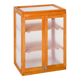 easycomfort easycomfort mini serra da giardino a 3 ripiani in legno e policarbonato 58x44x78cm arancione