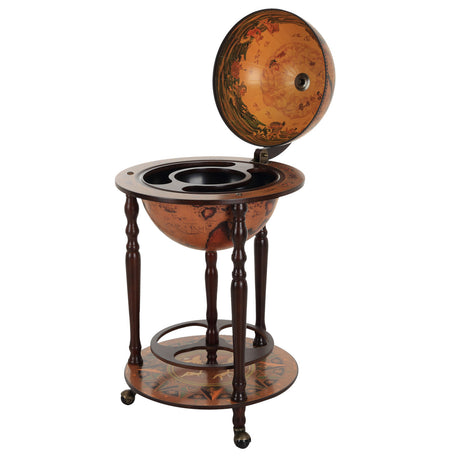 easycomfort easycomfort minibar mappamondo portabottiglie e porta liquori in legno con 3 ruote 47x90cm