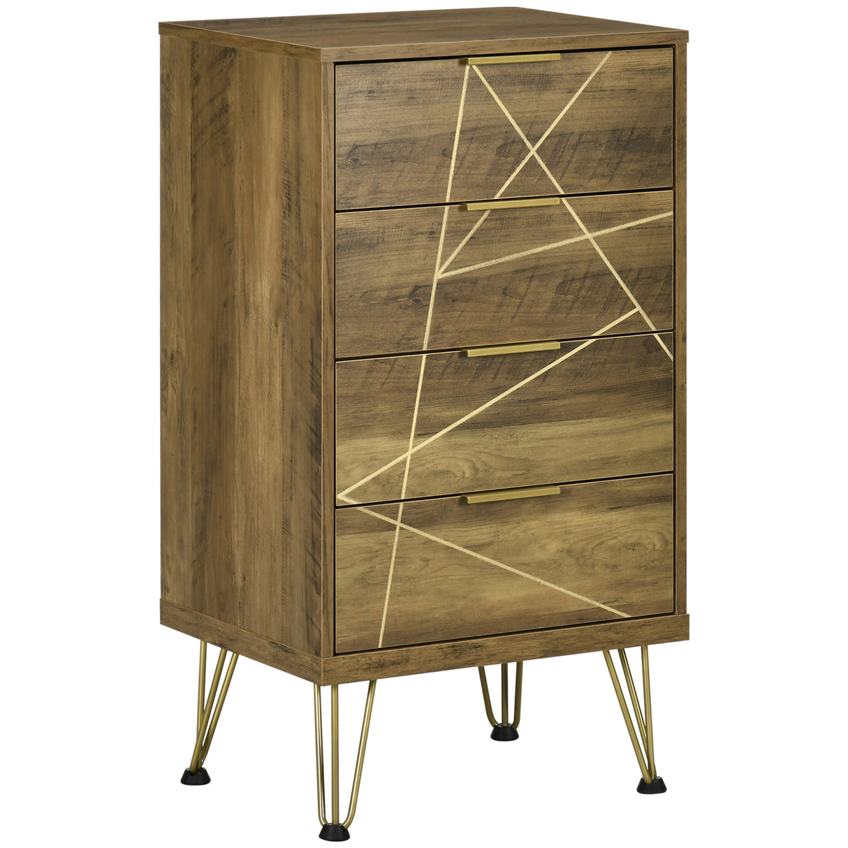 easycomfort easycomfort mobile cassettiera a 4 cassetti in legno truciolare e gambe in acciaio 48x21x79cm legno e oro