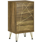 easycomfort easycomfort mobile cassettiera a 4 cassetti in legno truciolare e gambe in acciaio 48x21x79cm legno e oro