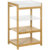 easycomfort easycomfort mobile con scaffali in bambu e mdf con vassoio removibile 42 8x33x70cm bianco e color legno