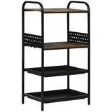 easycomfort easycomfort mobile cucina a 4 livelli con 6 ganci 2 vassoi e 4 ripiani rimovibili in mdf e acciaio 60x40x112 cm marrone