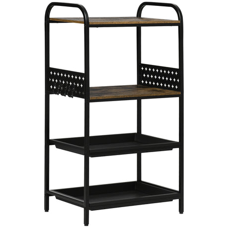 easycomfort easycomfort mobile cucina a 4 livelli con 6 ganci 2 vassoi e 4 ripiani rimovibili in mdf e acciaio 60x40x112 cm marrone