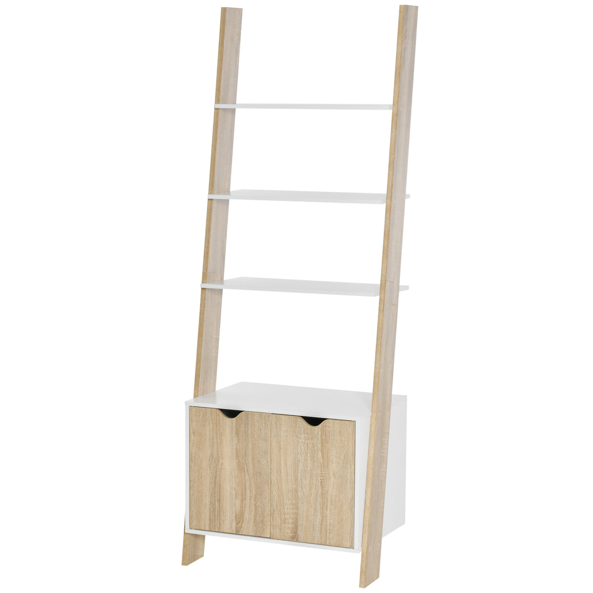 easycomfort easycomfort mobile libreria a scala con 3 mensole e armadietto scaffale moderno stile nordico in legno 60x40x171cm rovere e bianco